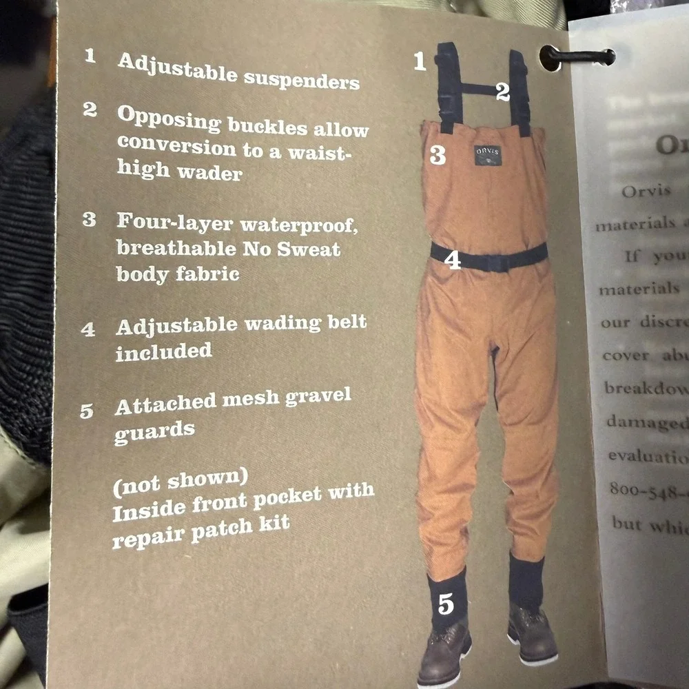 Orvis Silver Label XT Felt Waders Mens Medium 11 Tan Green 58T95211
